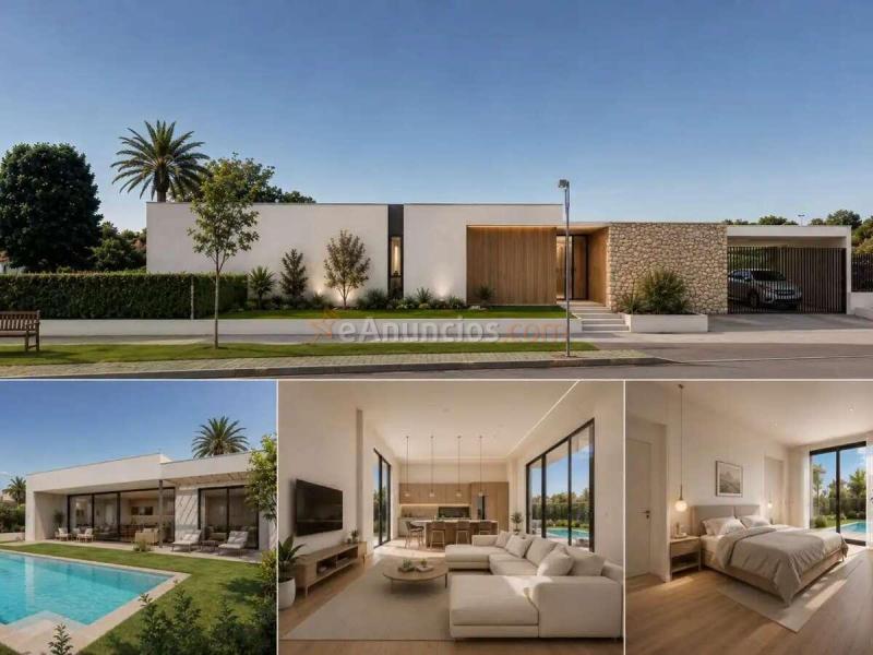 Chalet moderno de obra nueva con jardín, piscina y terraza en Dorneda, Oleiros