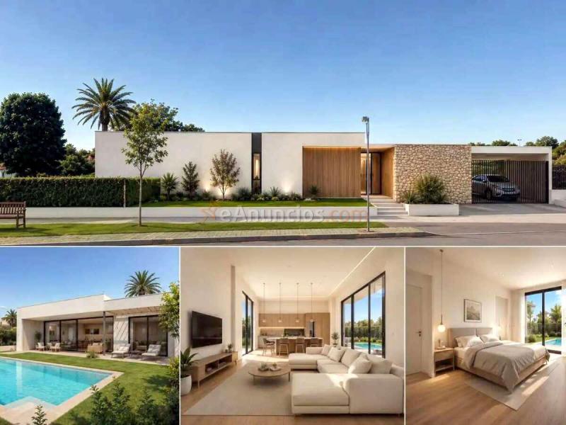 Chalet moderno de obra nueva con jardín, piscina y terraza en Dorneda, Oleiros